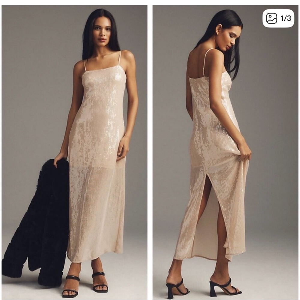 Anthropologie Hutch Sequin Back Slit Dress
